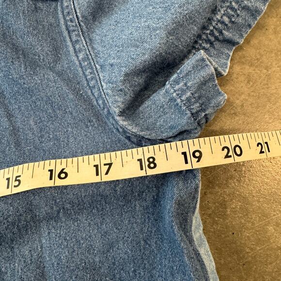 Vintage Y2K Floral Whimsical Patchwork Embroidered Denim Button Up Blouse Medium - Picture 4 of 5